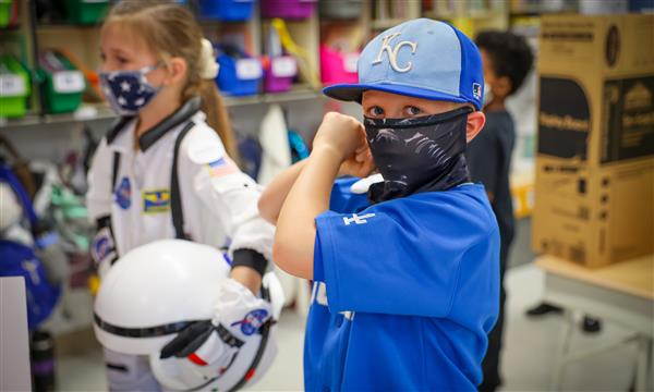 Student dressed as baseball player